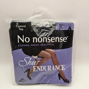 No Nonsense Sheer Endurance Pantyhose Control Top Sheer Toe Almost Black Size A
